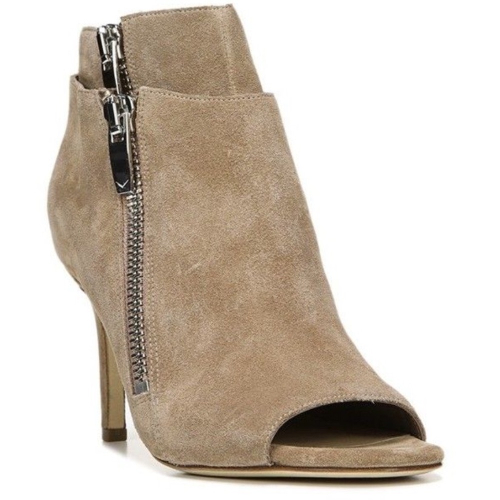 🔥Via Spiga Double Zip Peep High Heel Bootie - 7